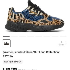 adidas Women’s Leopard Print & Blue Accent Falcon ‘out loud collection Sneaker